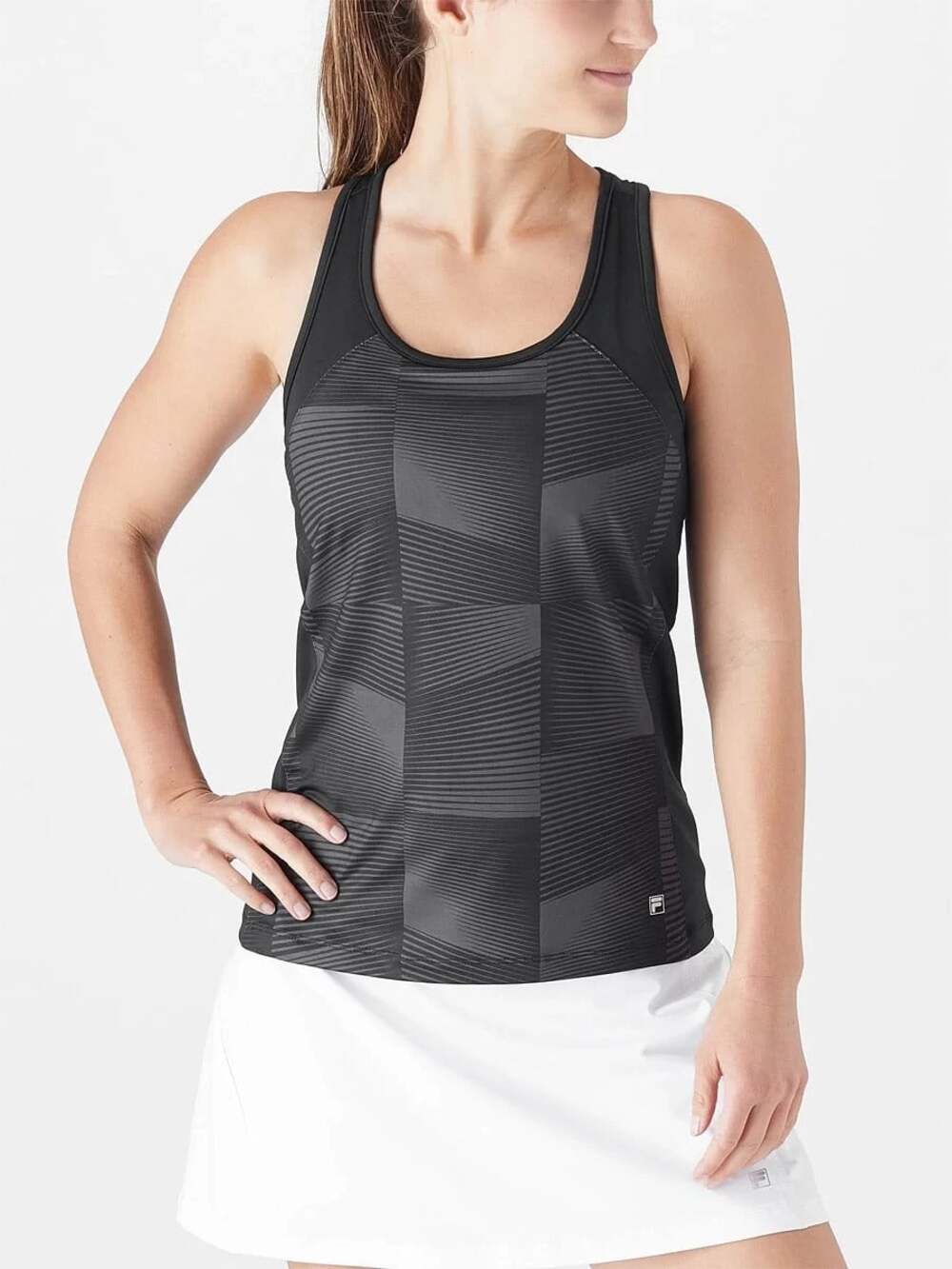 Fila Core Racerback Printed tennis Team Tank black bra top Sz Medium EUC